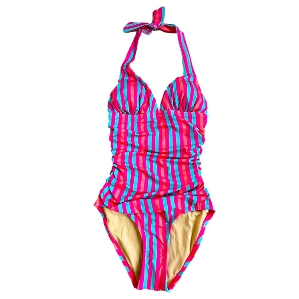 Haley and the Hound striped halter swim suit